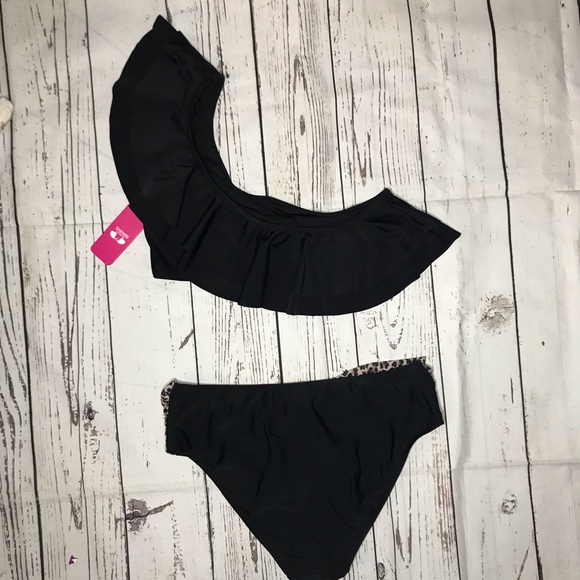 One Shoulder Bikini Top Ruffle animal print - Picture 12 of 13